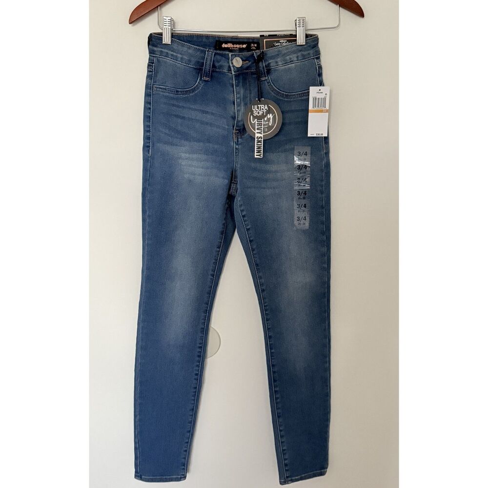 Dollhouse Curvy Collection High Rise Skinny Juniors Jeans Denim Sculpting Sz 3/4